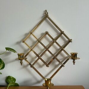 Brass Accordion Candle Wall Sconce MCM Mid Century Decor